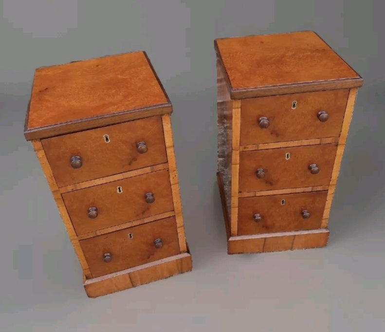 PAIR OF VICTORIAN BURR BEDSIDE CHESTS