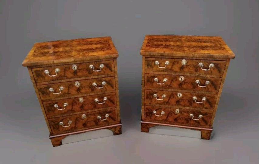 PAIR OF EDWARDIAN BURR WALNUT BEDSIDE CHESTS