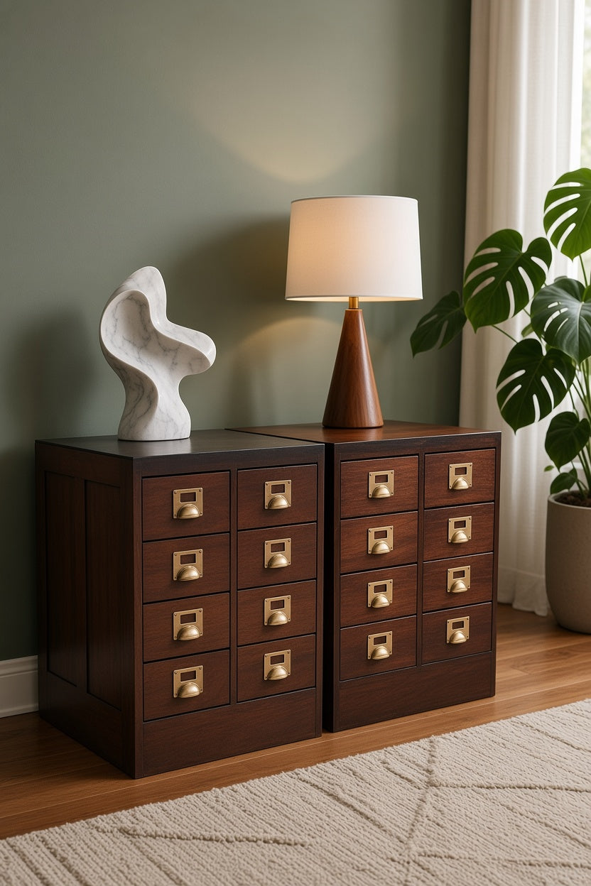 PAIR OF MID CENTURY BANKERS CHESTS