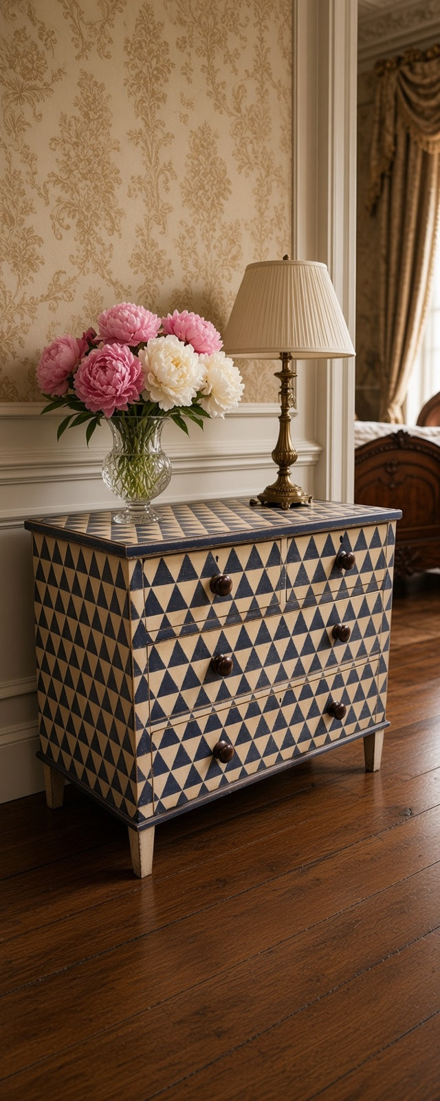 MID VICTORIAN PAINTED CHEST OF DRAWERS