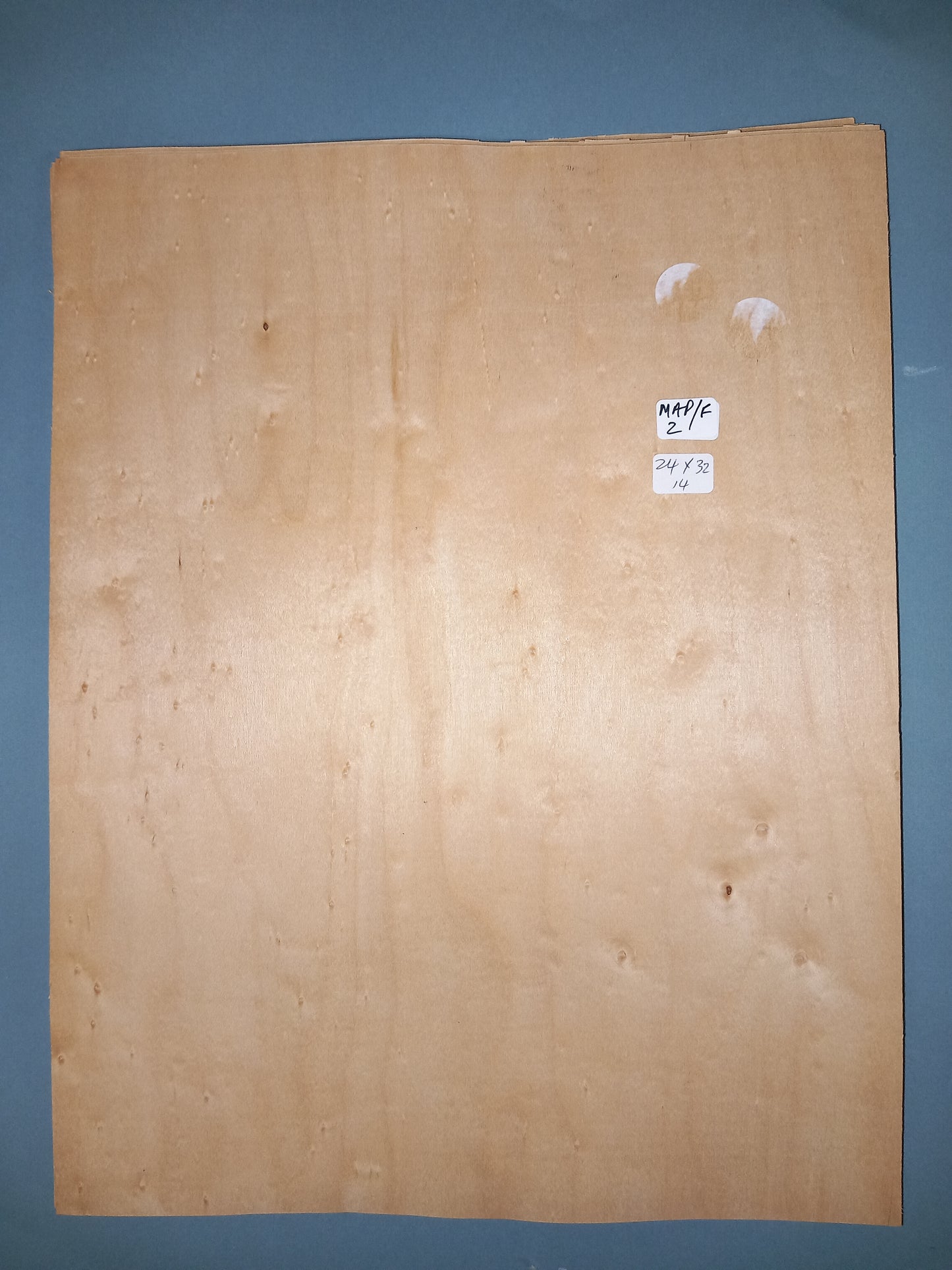 CONSECUTIVE SHEETS OF FIGURED MAPLE VENEER 24 X 32 CM
