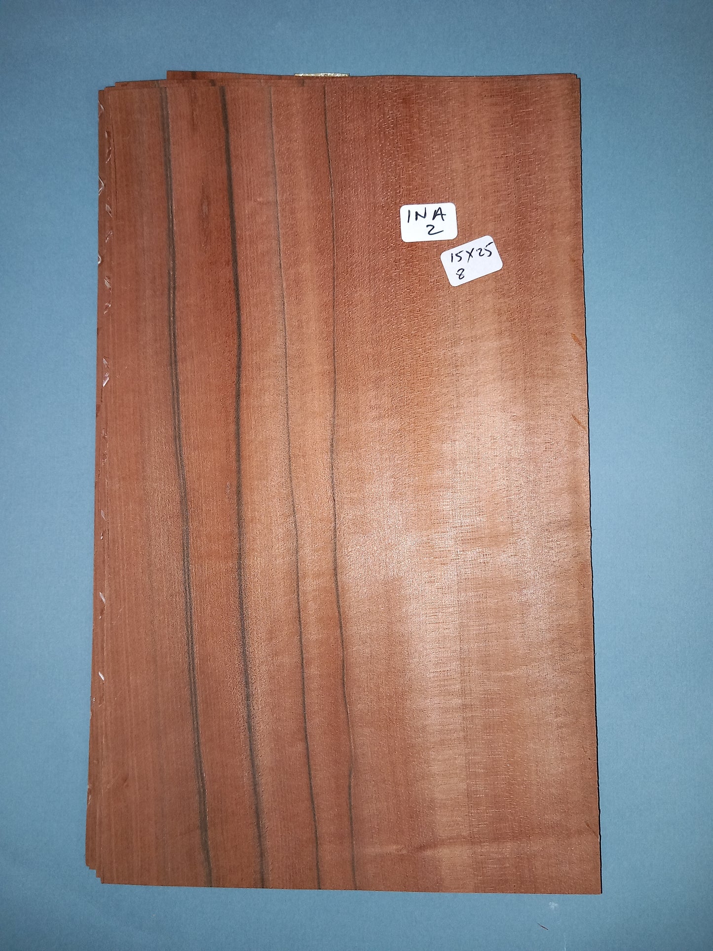 CONSECUTIVE SHEETS OF INDIAN APPLE VENEER 15 X 25 CM