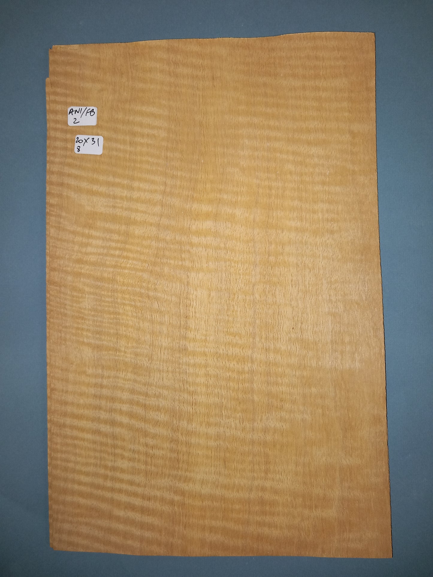 CONSECUTIVE SHEETS OF ANIGRE FIDDLEBACK VENEER 20 X 31 CM