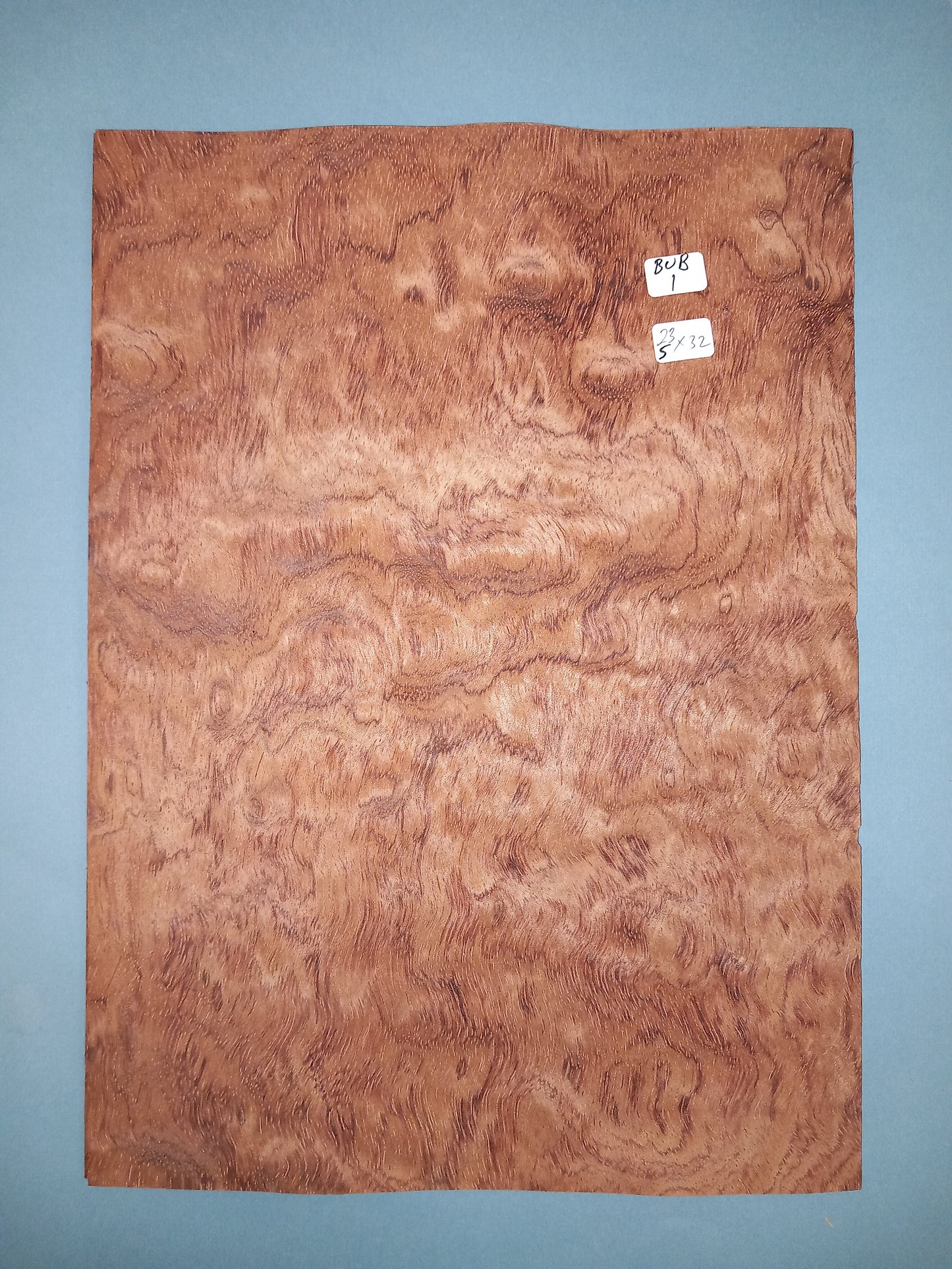 CONSECUTIVE SHEETS OF BUBINGA VENEER 23 X 32 CM