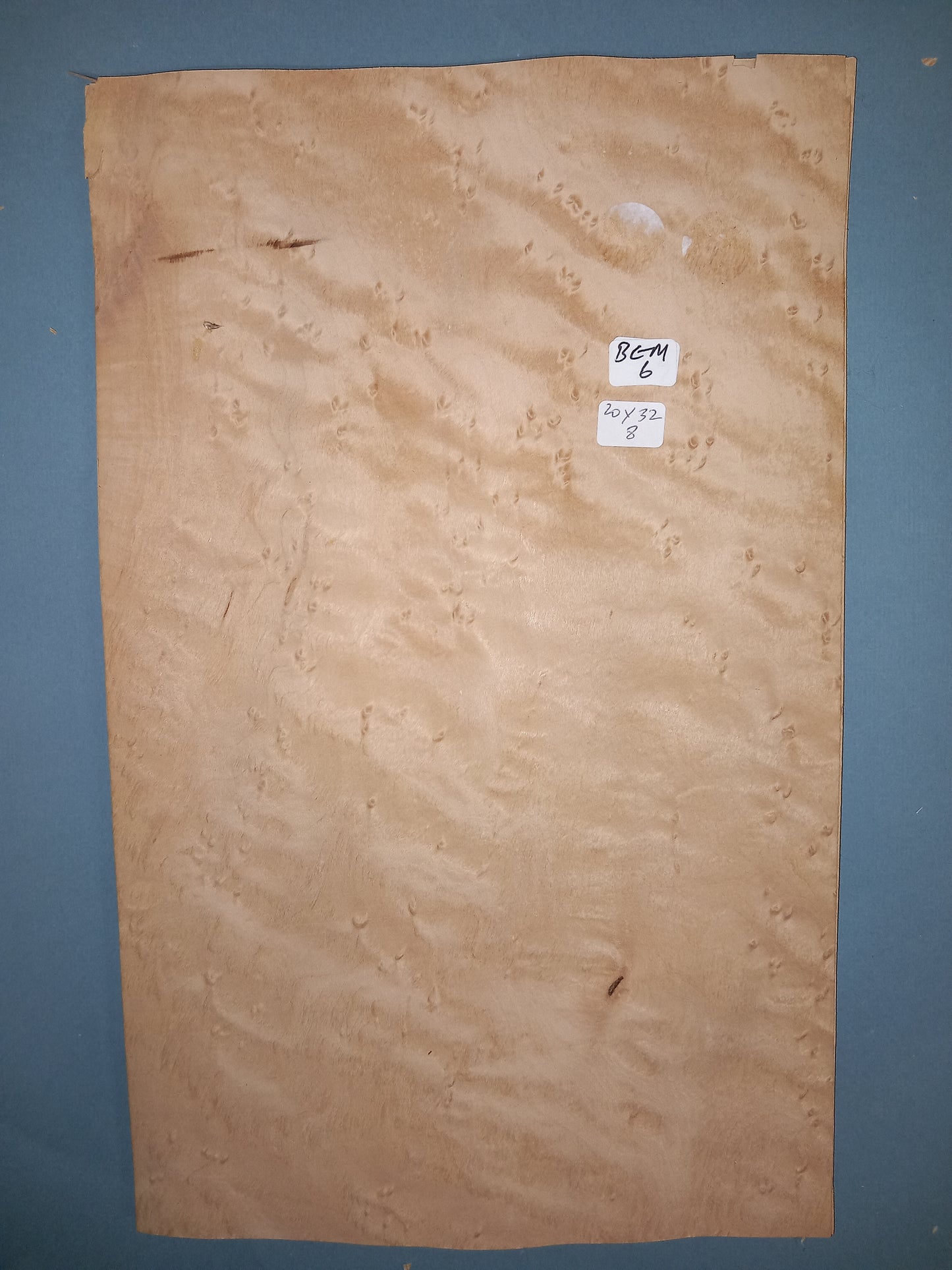 CONSECUTIVE SHEETS OF BIRDS EYE MAPLE VENEER 20 X 32 CM