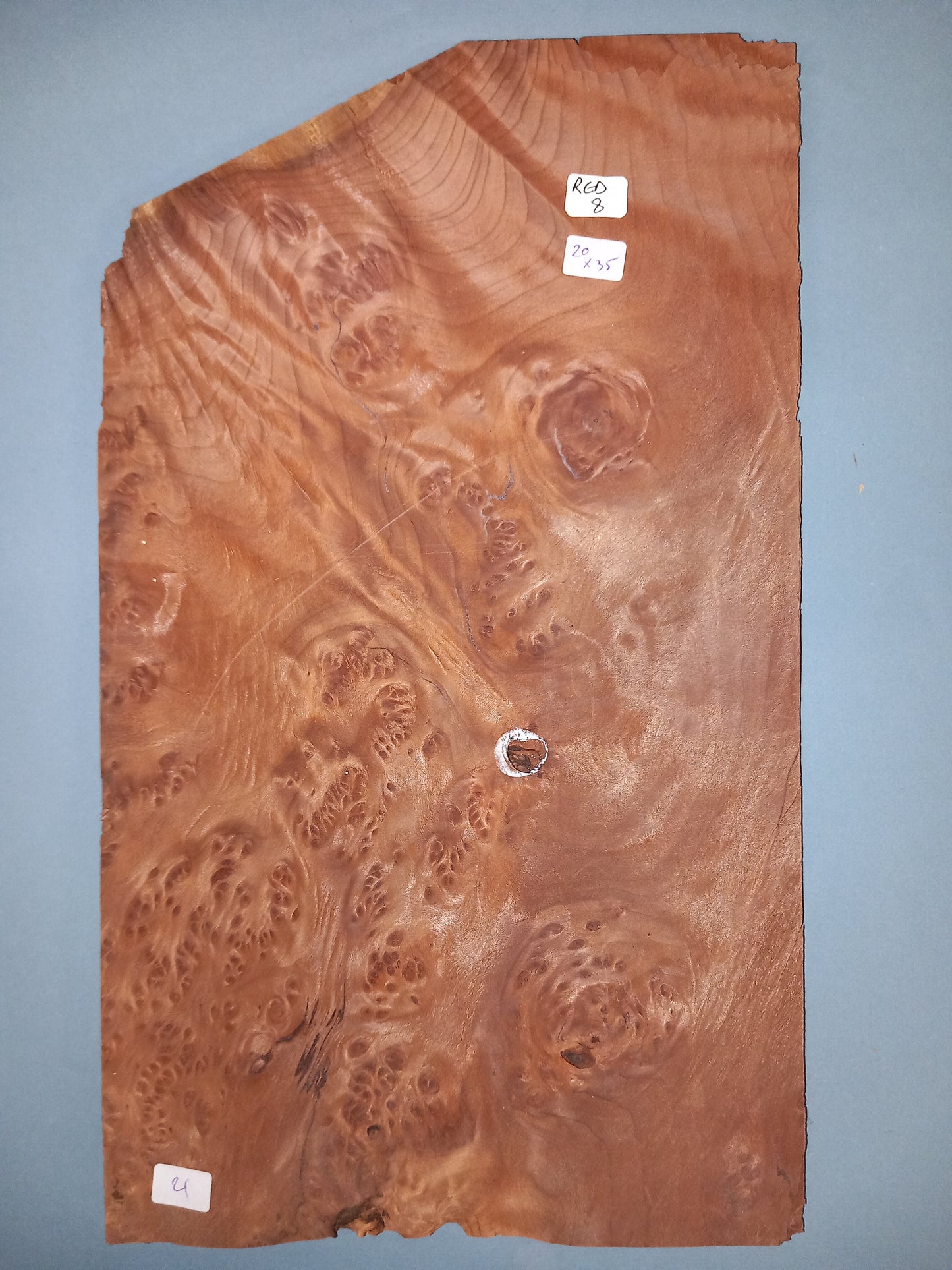 CONSECUTIVE SHEETS OF REDWOOD BURR VENEER 20 X 35 CM
