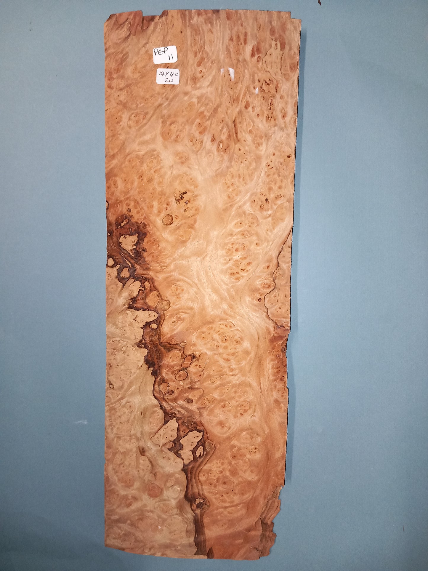 CONSECUTIVE SHEETS OF PEPPERWOOD BURR VENEER 14 X 40 CM