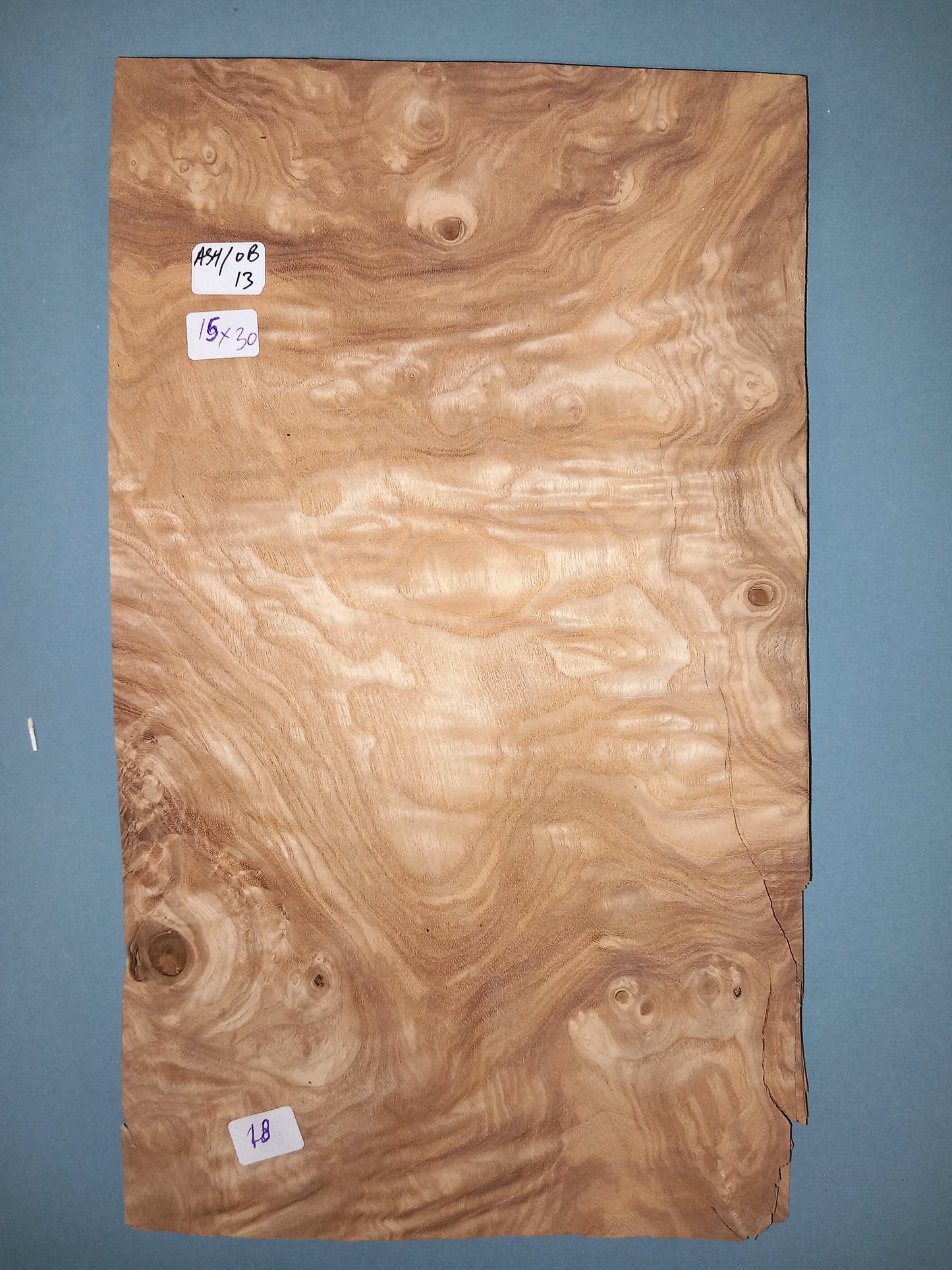 CONSECUTIVE SHEETS OF OLIVE ASH BURR VENEER 15 X 30 CM