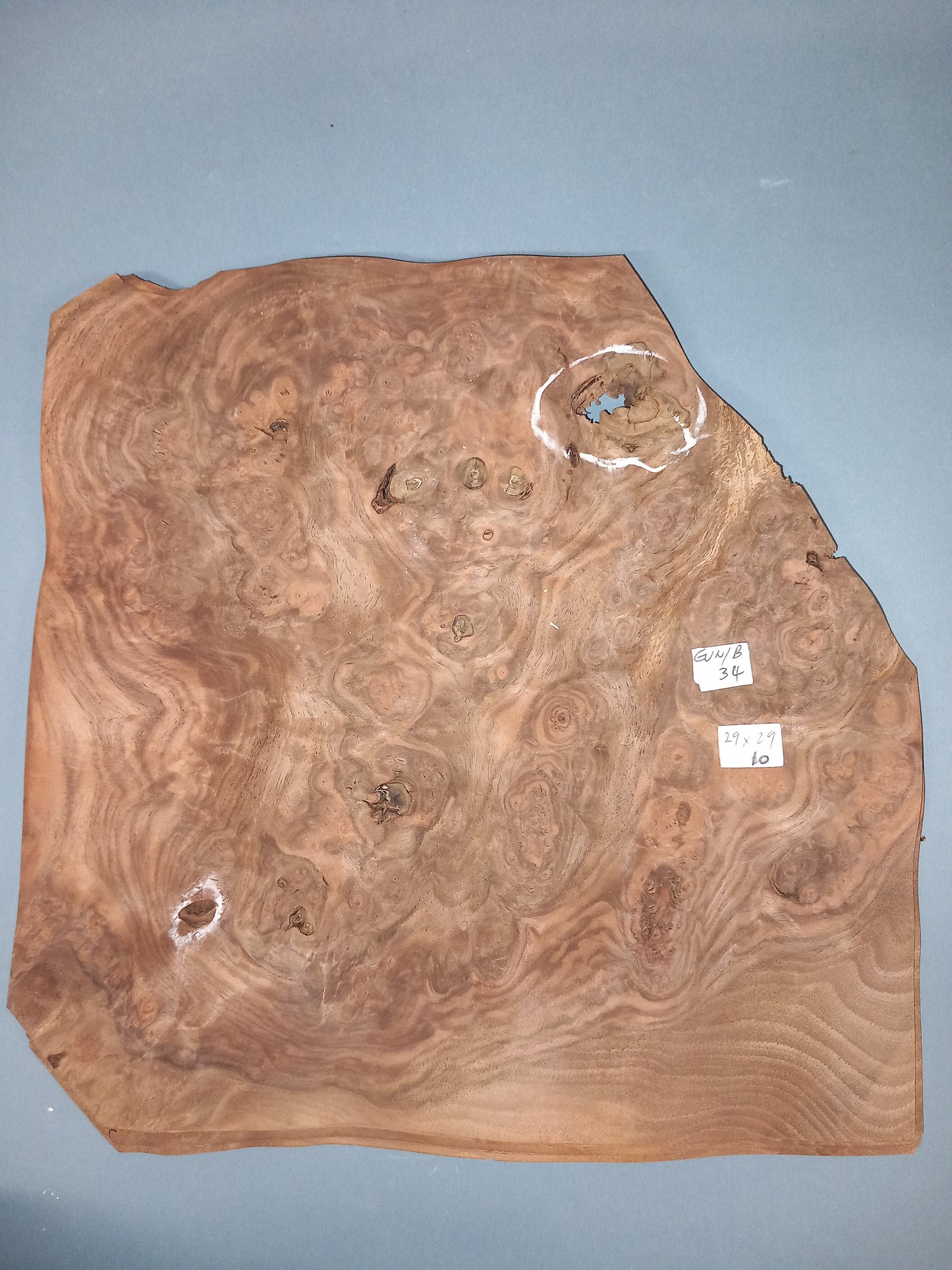 CONSECUTIVE SHEETS OF EUROPEAN WALNUT BURR VENEER 29 X 29 CM