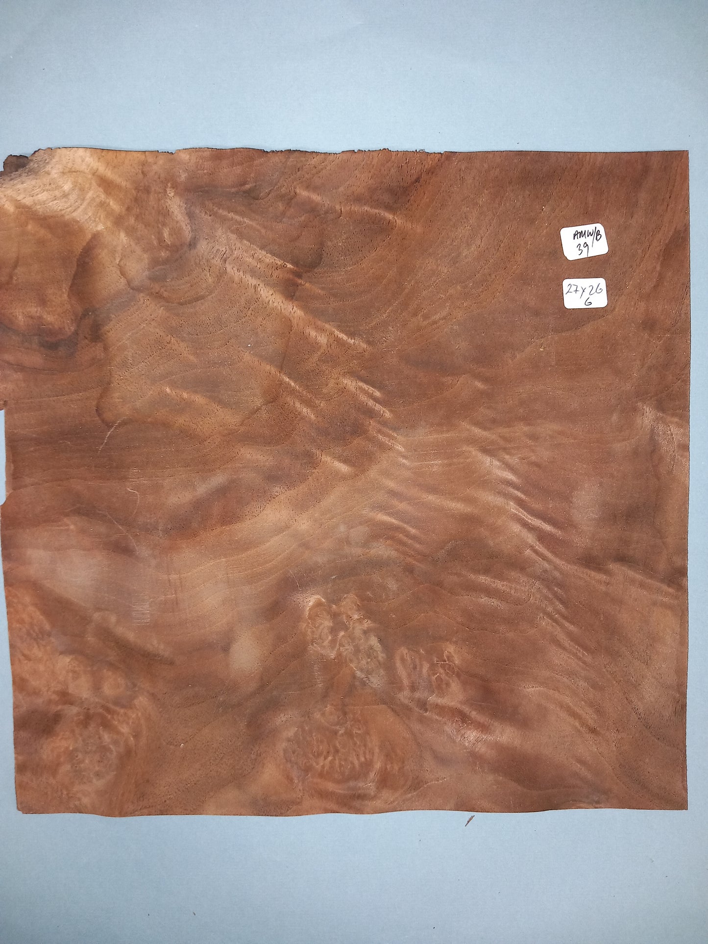CONSECUTIVE SHEETS OF AMERICAN WALNUT BURR VENEER 27 X 26 CM