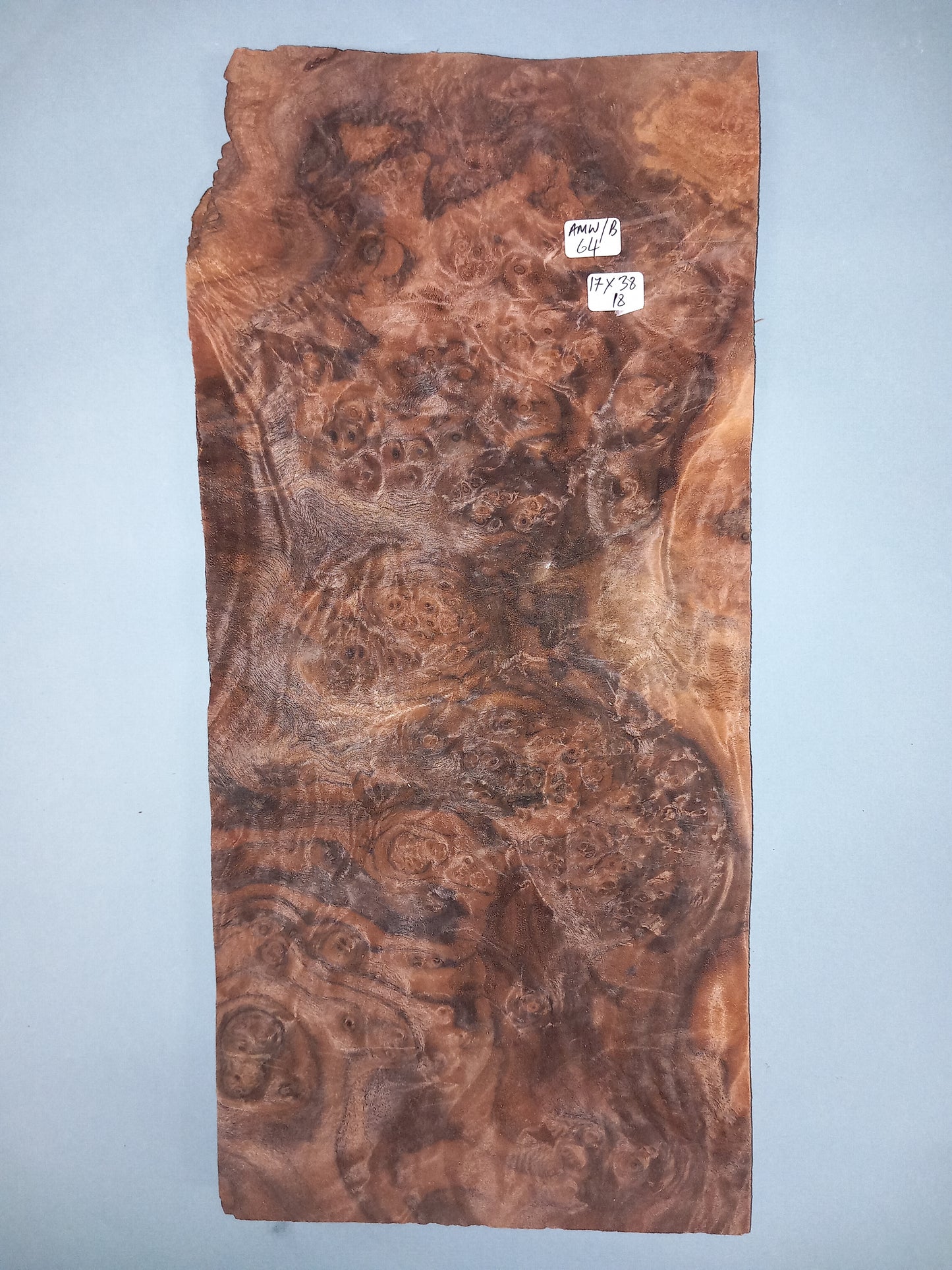 CONSECUTIVE SHEETS OF AMERICAN WALNUT BURR VENEER 17 X 38 CM