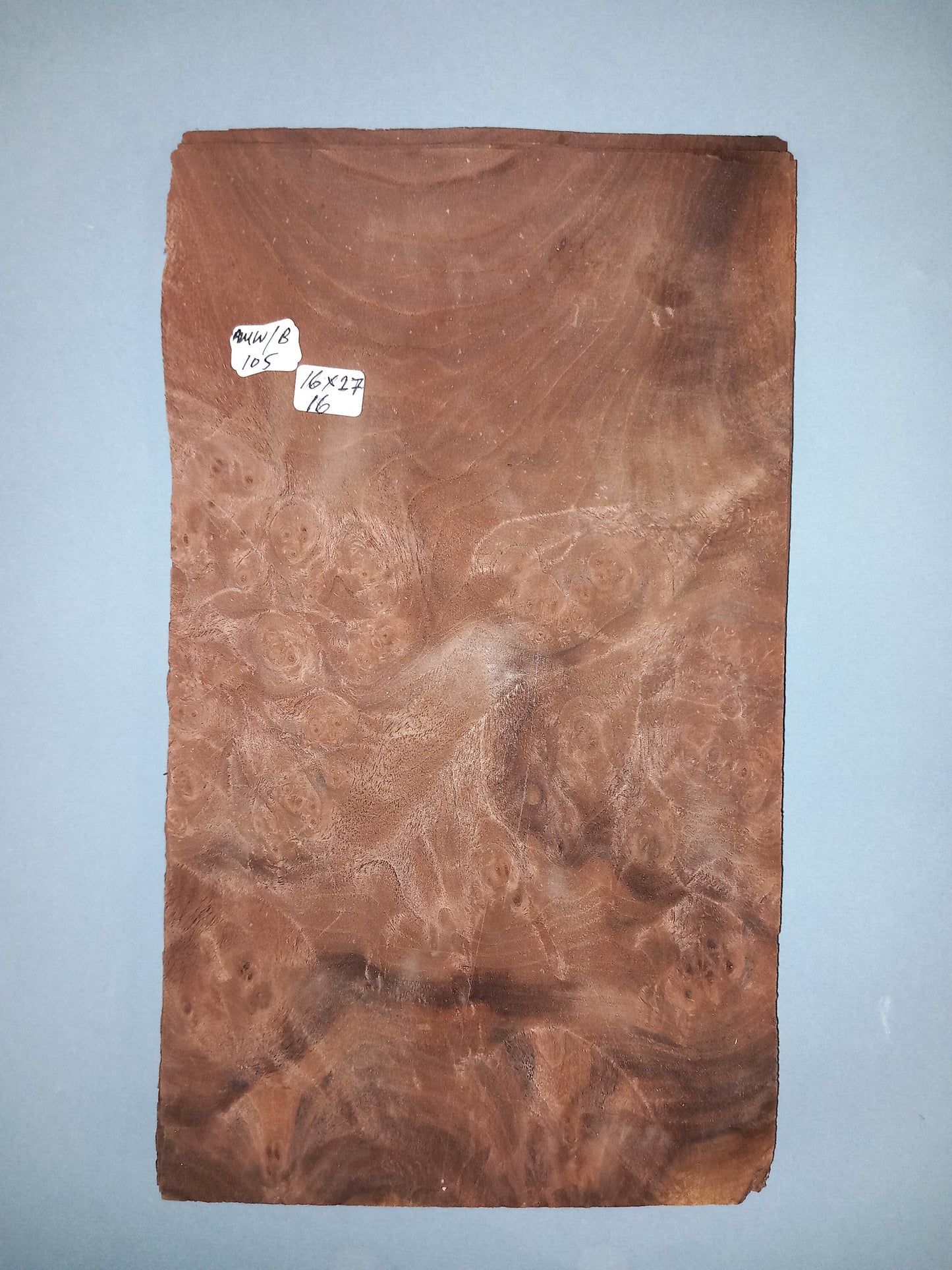 CONSECUTIVE SHEETS OF AMERICAN WALNUT BURR VENEER 16 X 27 CM