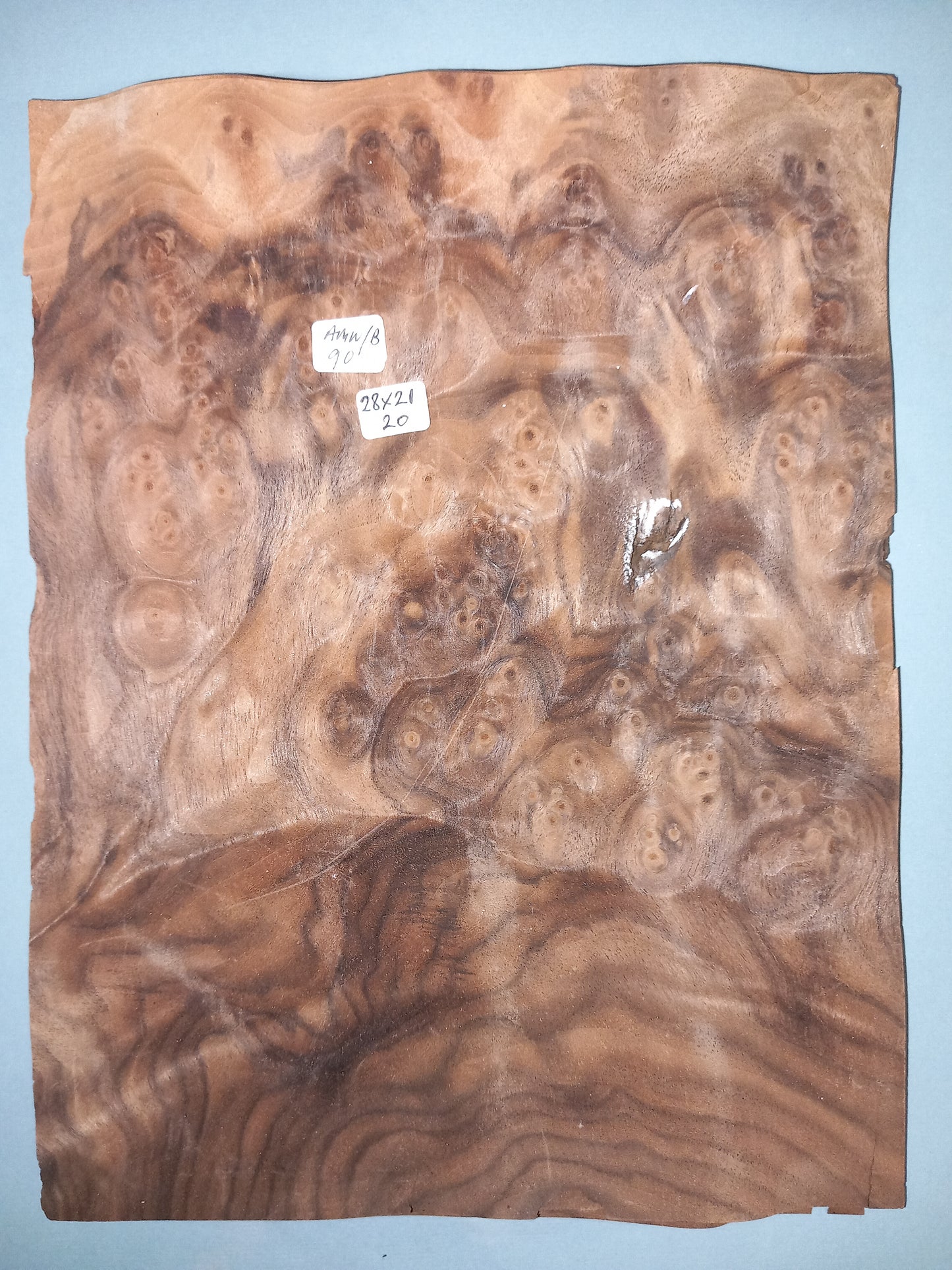 CONSECUTIVE SHEETS OF AMERICAN WALNUT BURR VENEER 28 X 21 CM