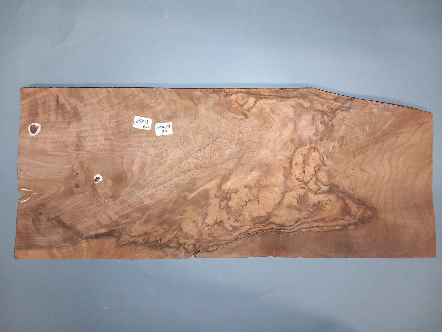 CONSECUTIVE SHEETS OF EUROPEAN WALNUT BURR VENEER 45 X 18 CM