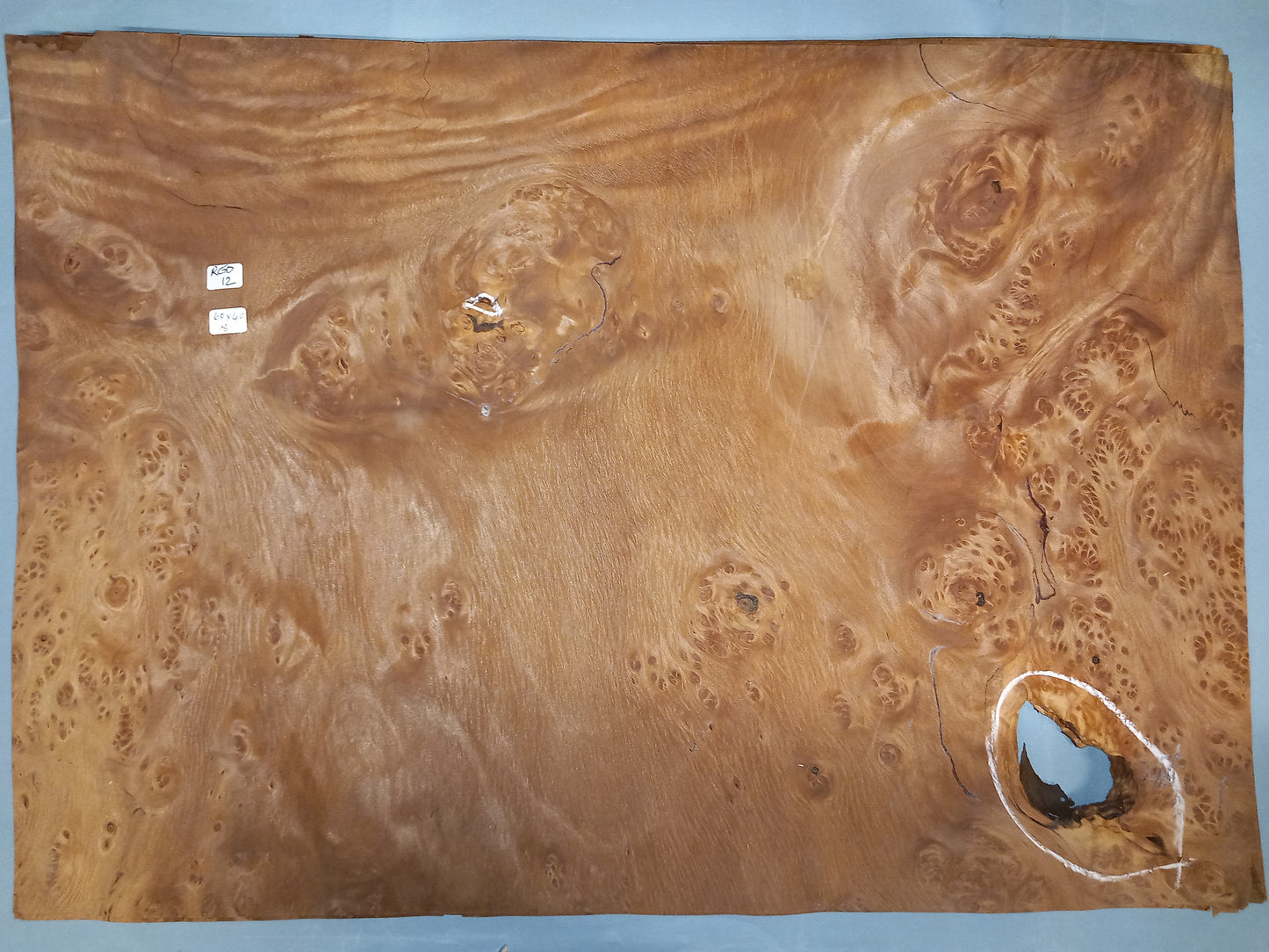 CONSECUTIVE SHEETS OF AMERICAN REDWOOD BURR VENEER 60 X 40 CM