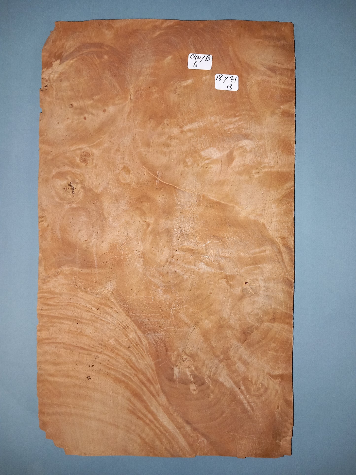 CONSECUTIVE SHEETS OF CHESTNUT BURR VENEER 18 X 31 CM