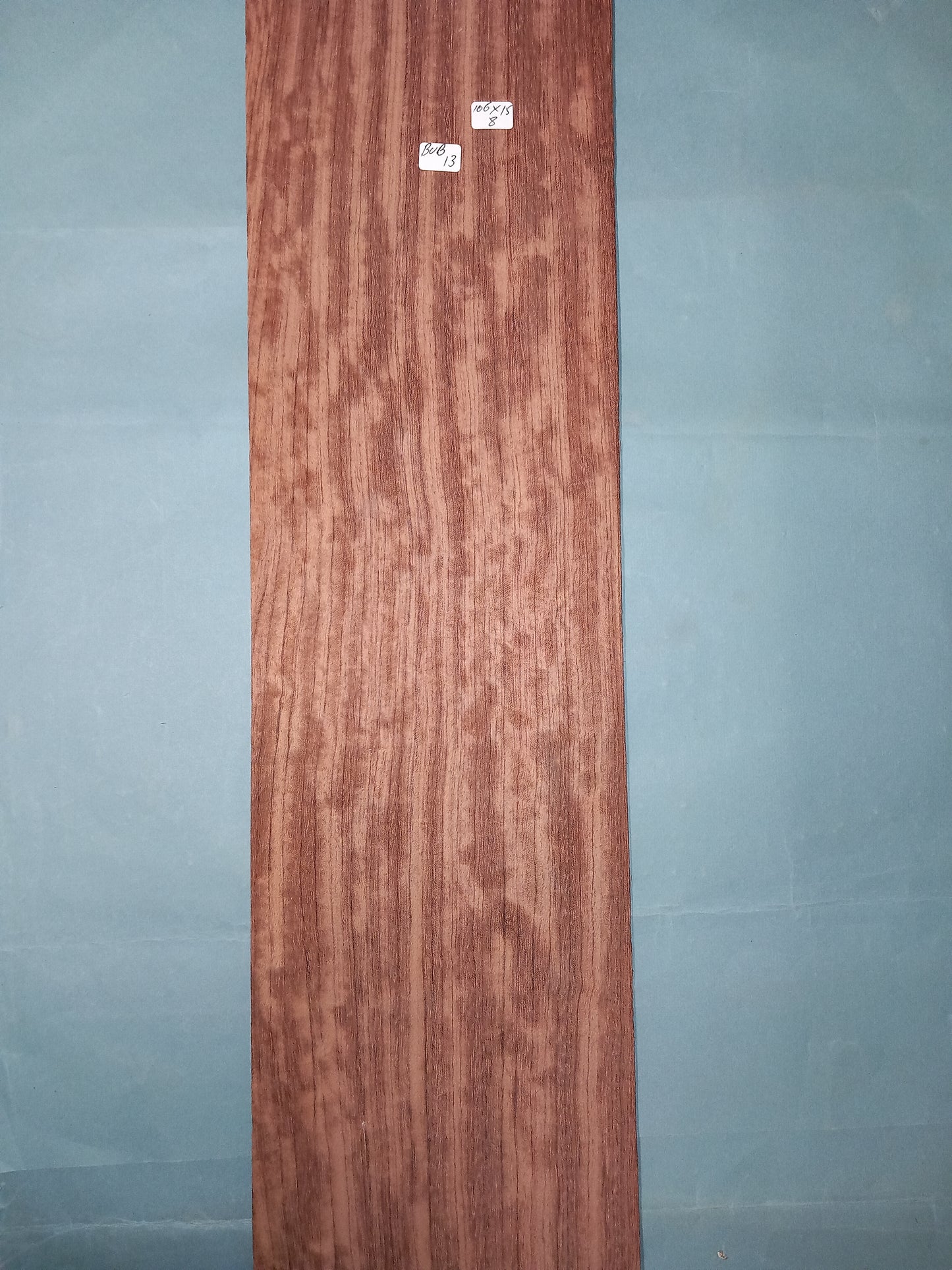 LARGE CONSECUTIVE SHEETS OF BUBINGA VENEER 106 X 15 CM