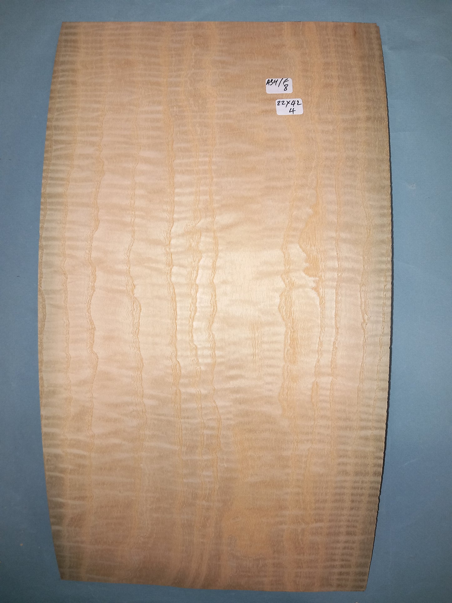 2 CONSECUTIVE SHEETS OF FIGURED ASH VENEER 22 X 42 CM