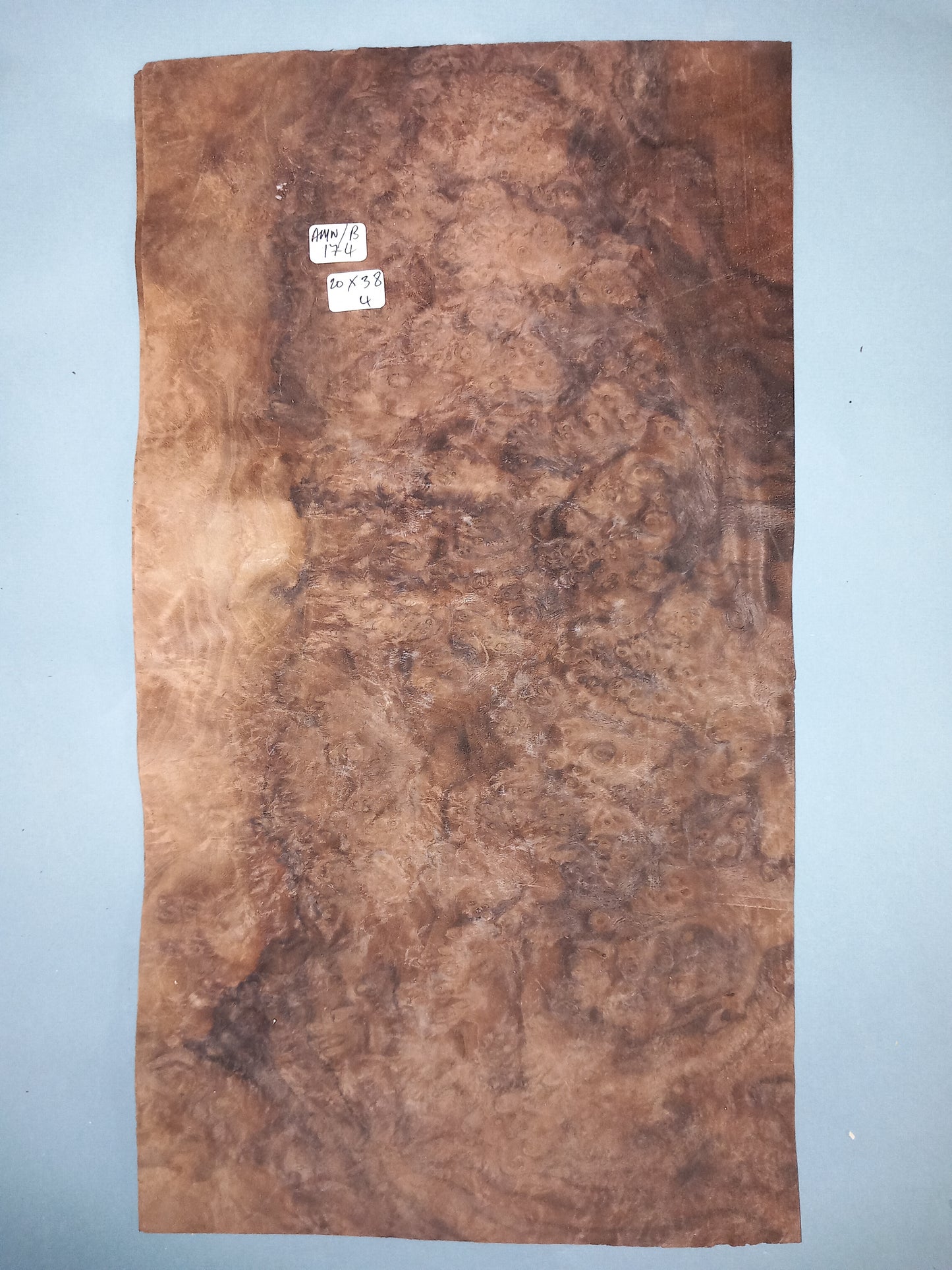 CONSECUTIVE SHEETS OF AMERICAN BURR WALNUT VENEER 20 X 38 CM