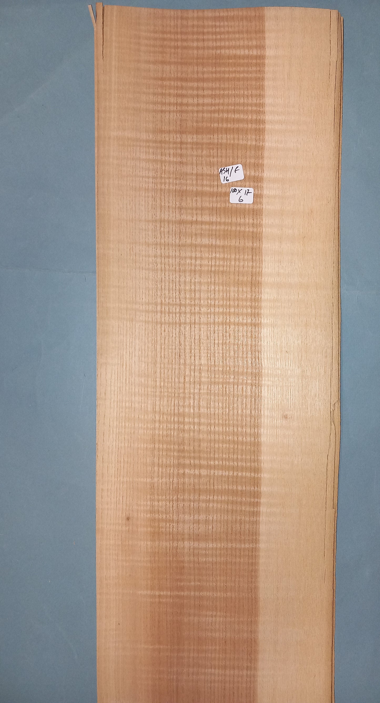 LARGE CONSECUTIVE SHEETS OF FIGURED ASH VENEER 100 X 17 CM