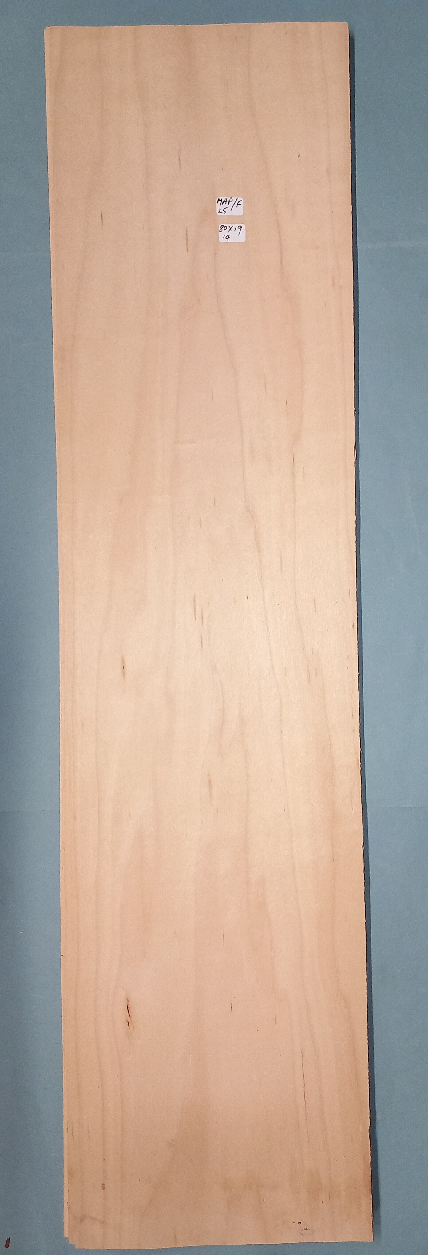 LARGE CONSECUTIVE SHEETS OF FIGURED MAPLE VENEER 80 X 19 CM