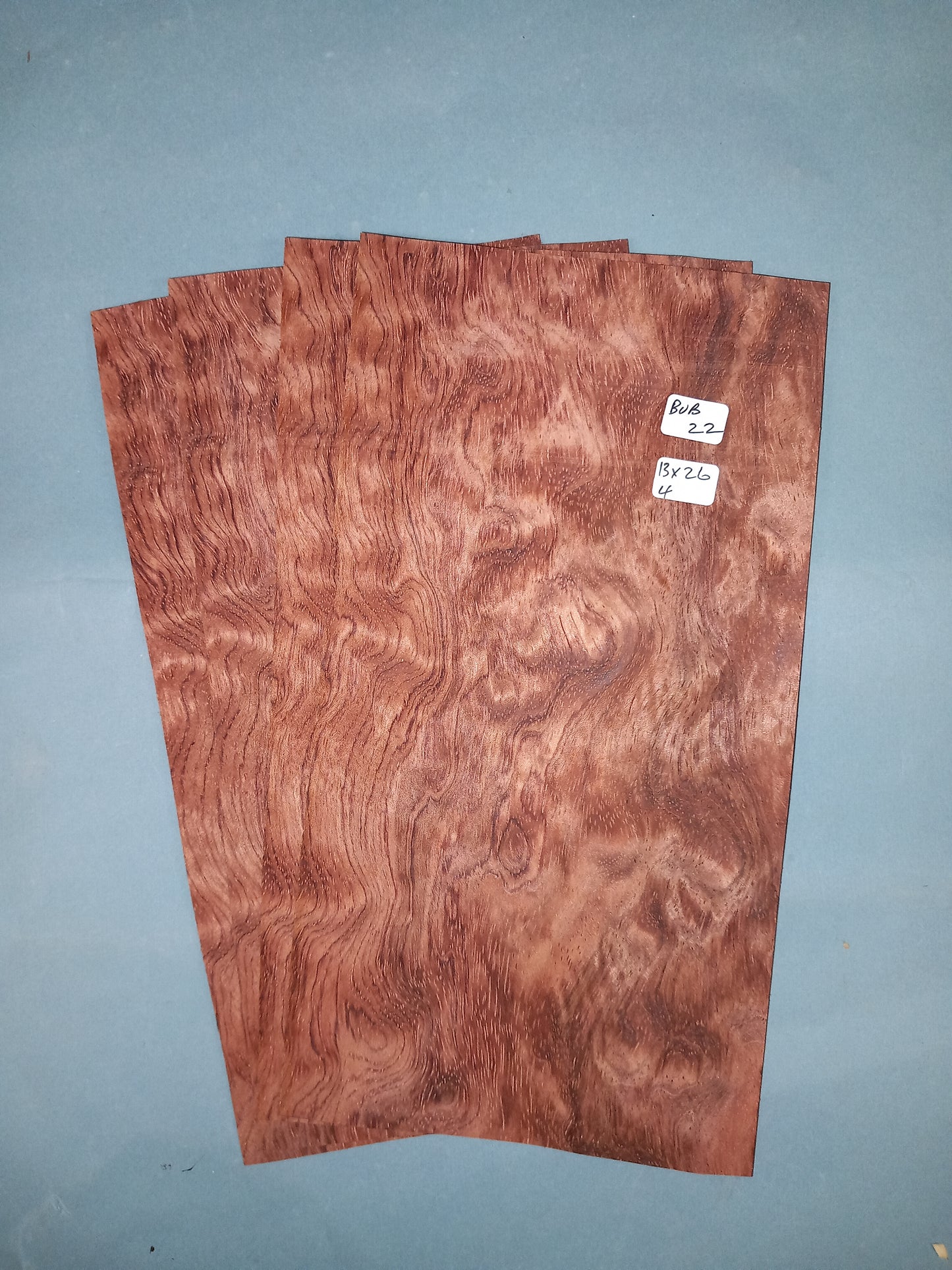 BUBINGA - 4 CONSECUTIVE SHEETS 13x26cm