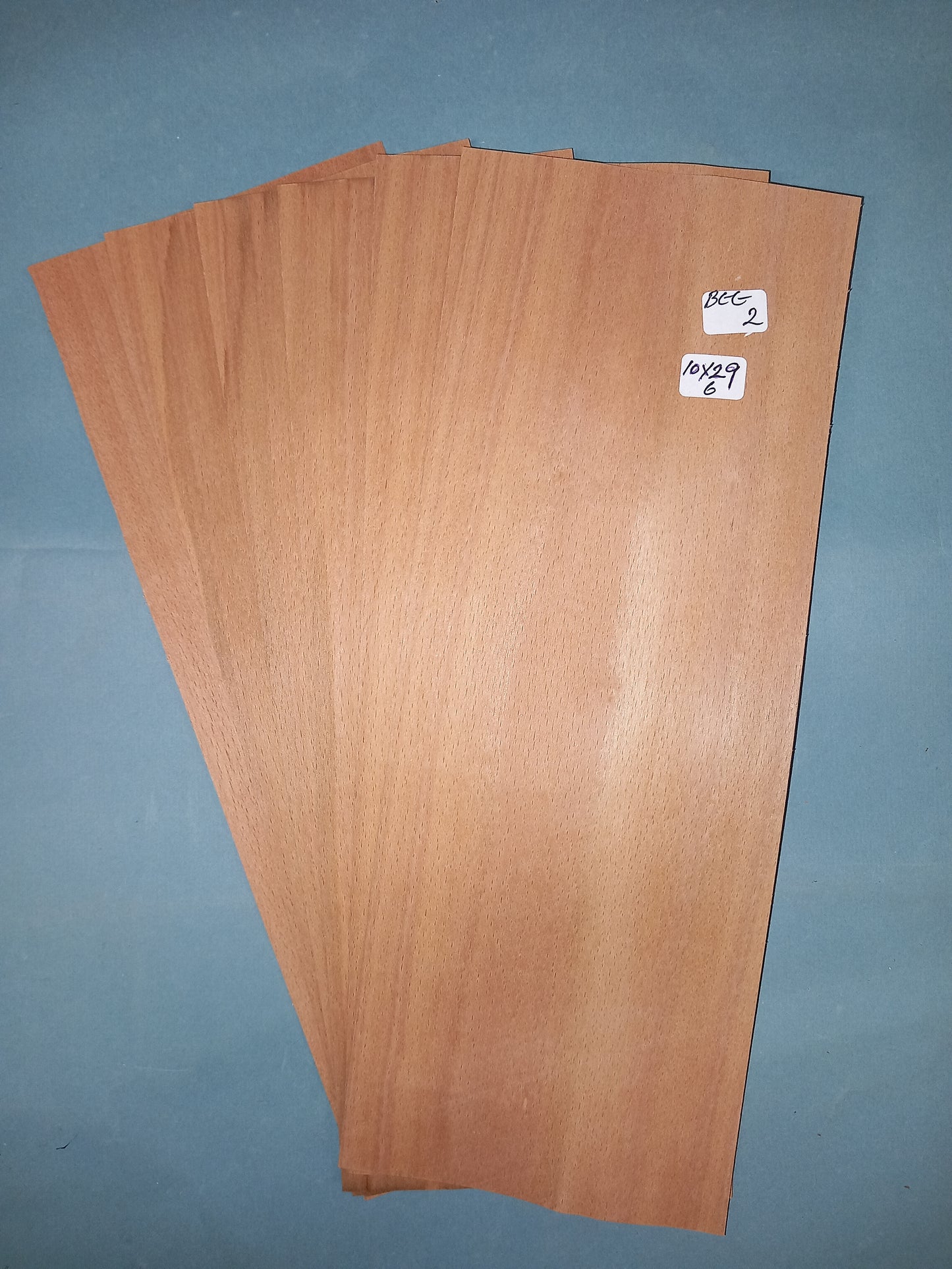 6 CONSECUTIVE SHEETS OF BEECH VENEER 10 X 29 CM