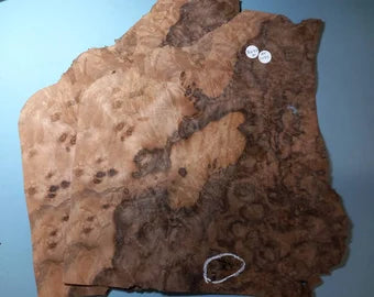 2 consecutive sheets of American burr walnut veneer 36x37cm. Et1022
