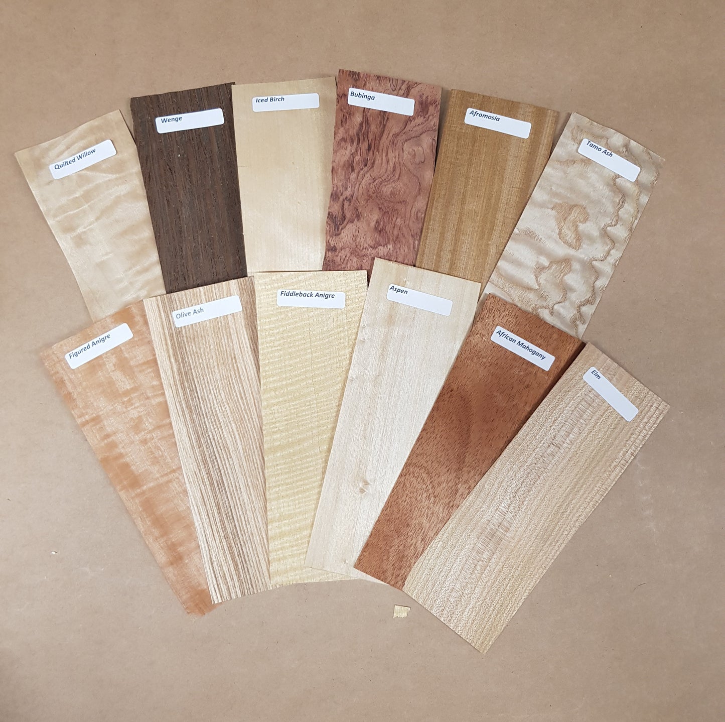 MIXED VENEER SAMPLE PACK - x12 sheets  7x21cm