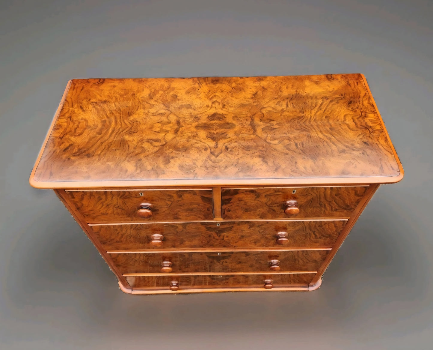 VICTORIAN BURR WALNUT CHEST OF DRAWERS ANTIQUE BURL DESK VICTORIAN  FURNITURE