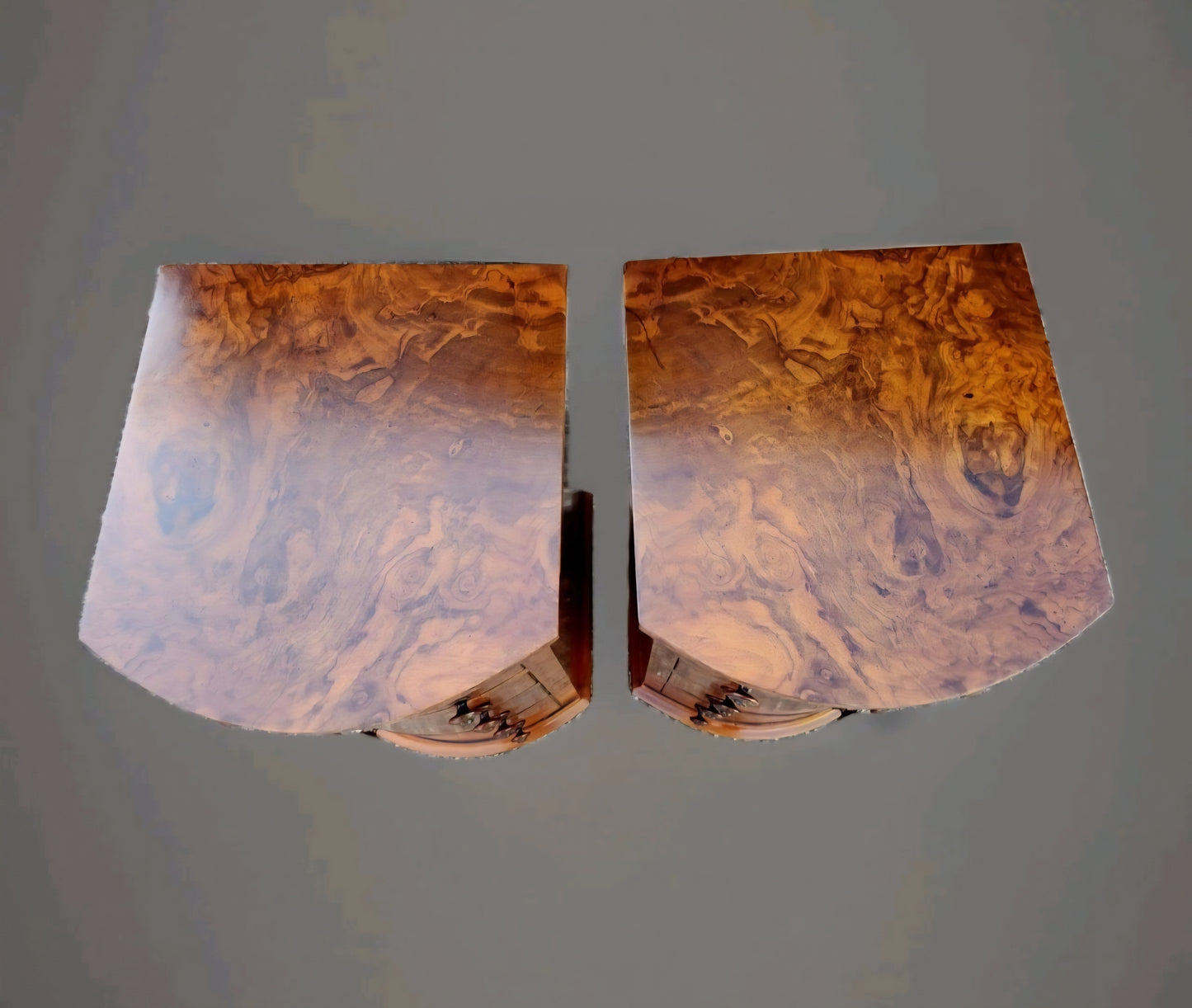 Pair of victorian Burr walnut bedside chests of drawers,bowfront 19th century