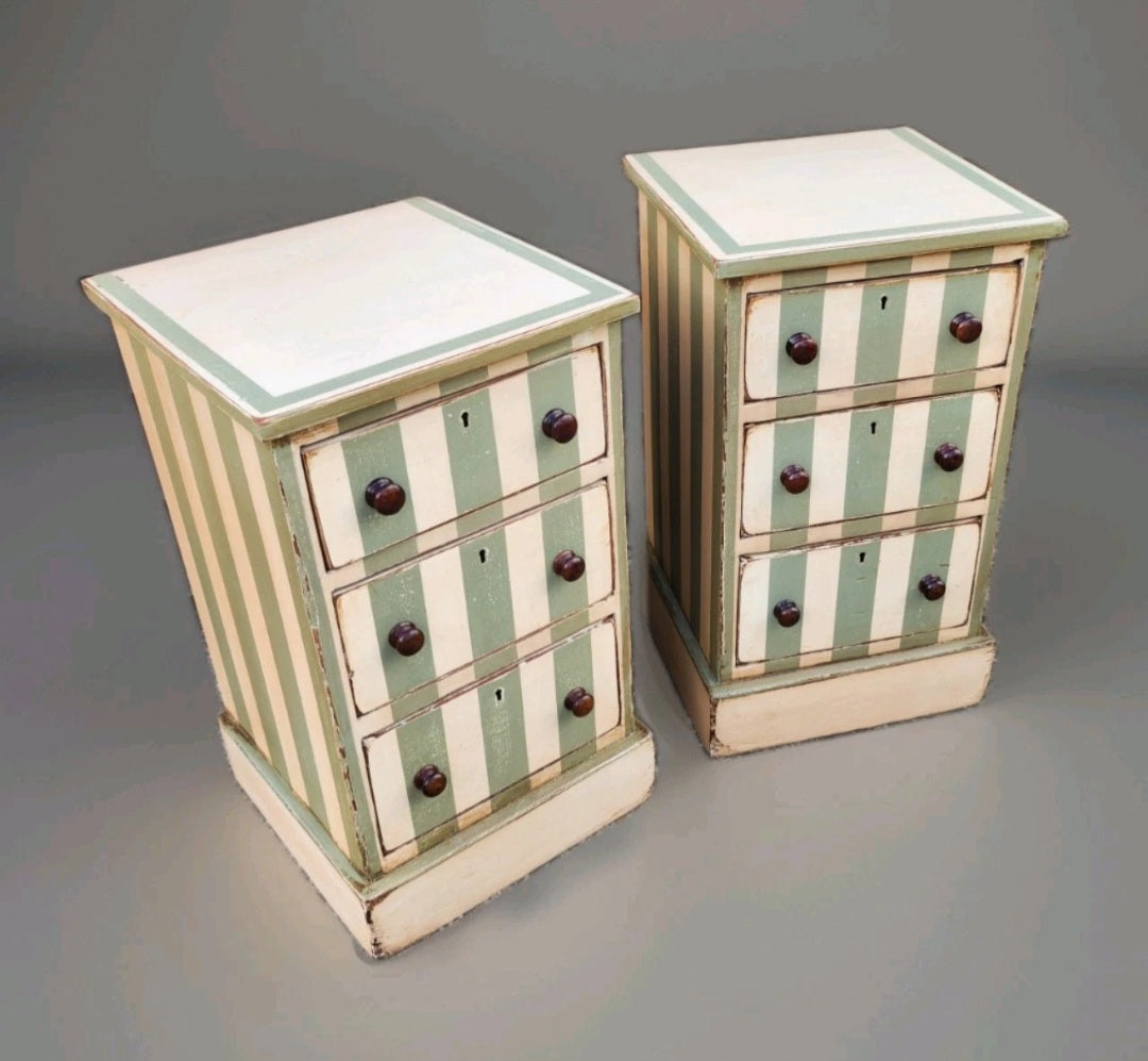 PAIR OF VICTORIAN PAINTED BEDSIDE CHESTS