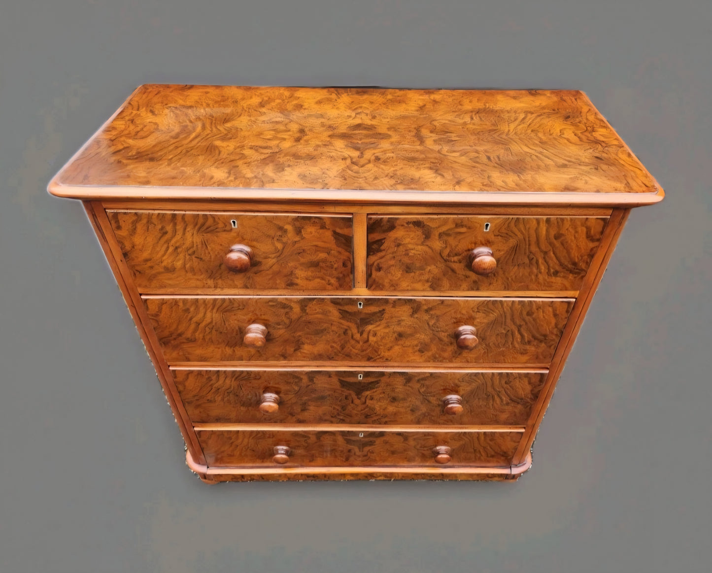 VICTORIAN BURR WALNUT CHEST OF DRAWERS ANTIQUE BURL DESK VICTORIAN  FURNITURE