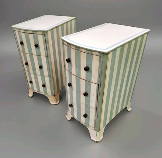 PAIR OF PAINTED BEDSIDE CHESTS OF DRAWERS