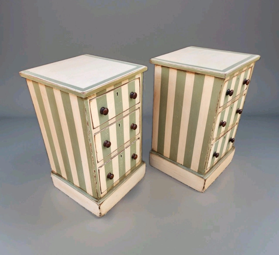 PAIR OF VICTORIAN PAINTED BEDSIDE CHESTS