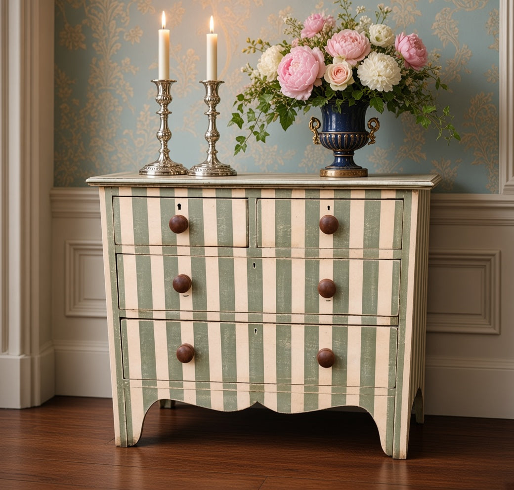 LATE VICTORIAN PAINTED CHEST OF DRAWERS