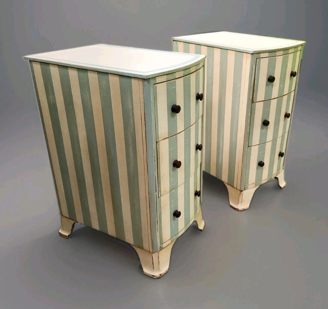 PAIR OF PAINTED BEDSIDE CHESTS OF DRAWERS