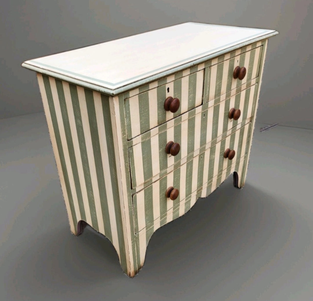LATE VICTORIAN PAINTED CHEST OF DRAWERS