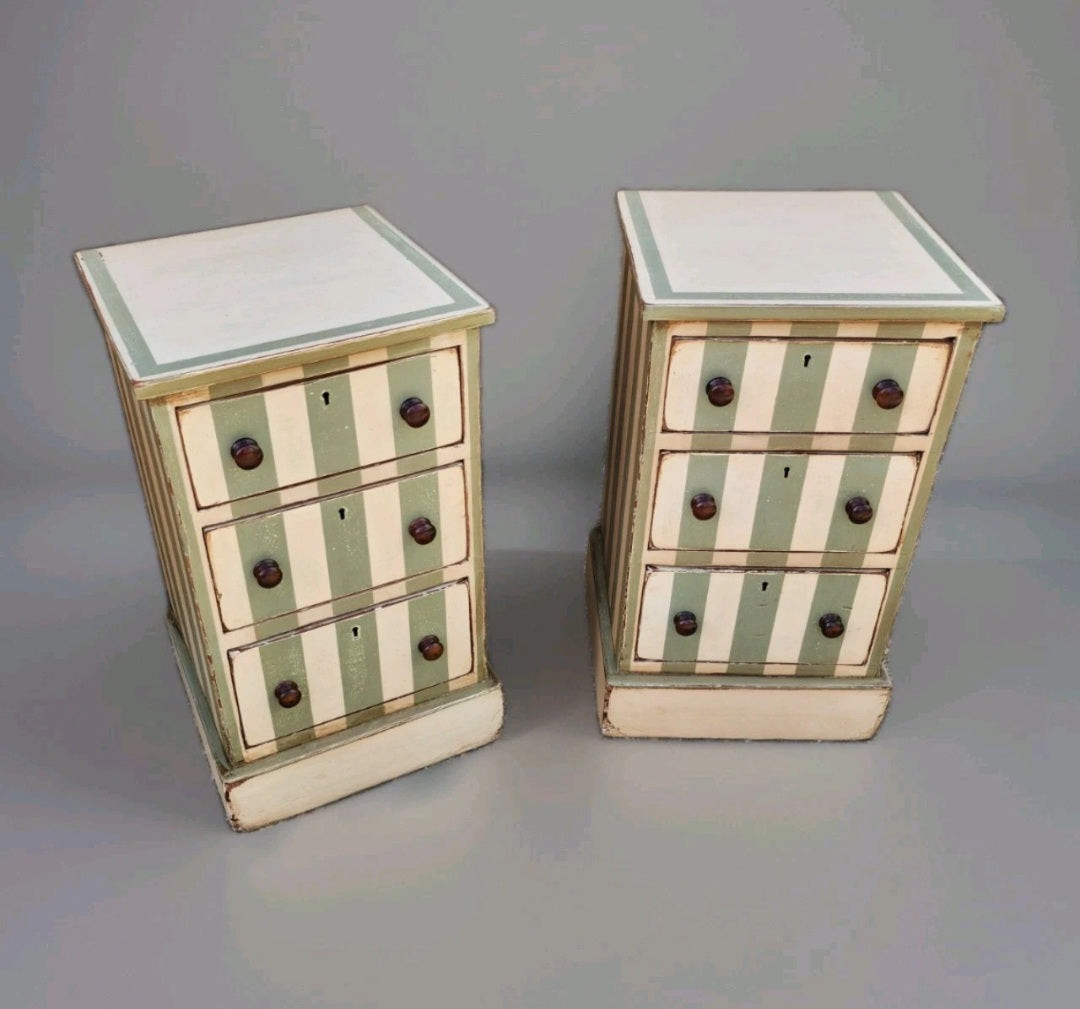 PAIR OF VICTORIAN PAINTED BEDSIDE CHESTS