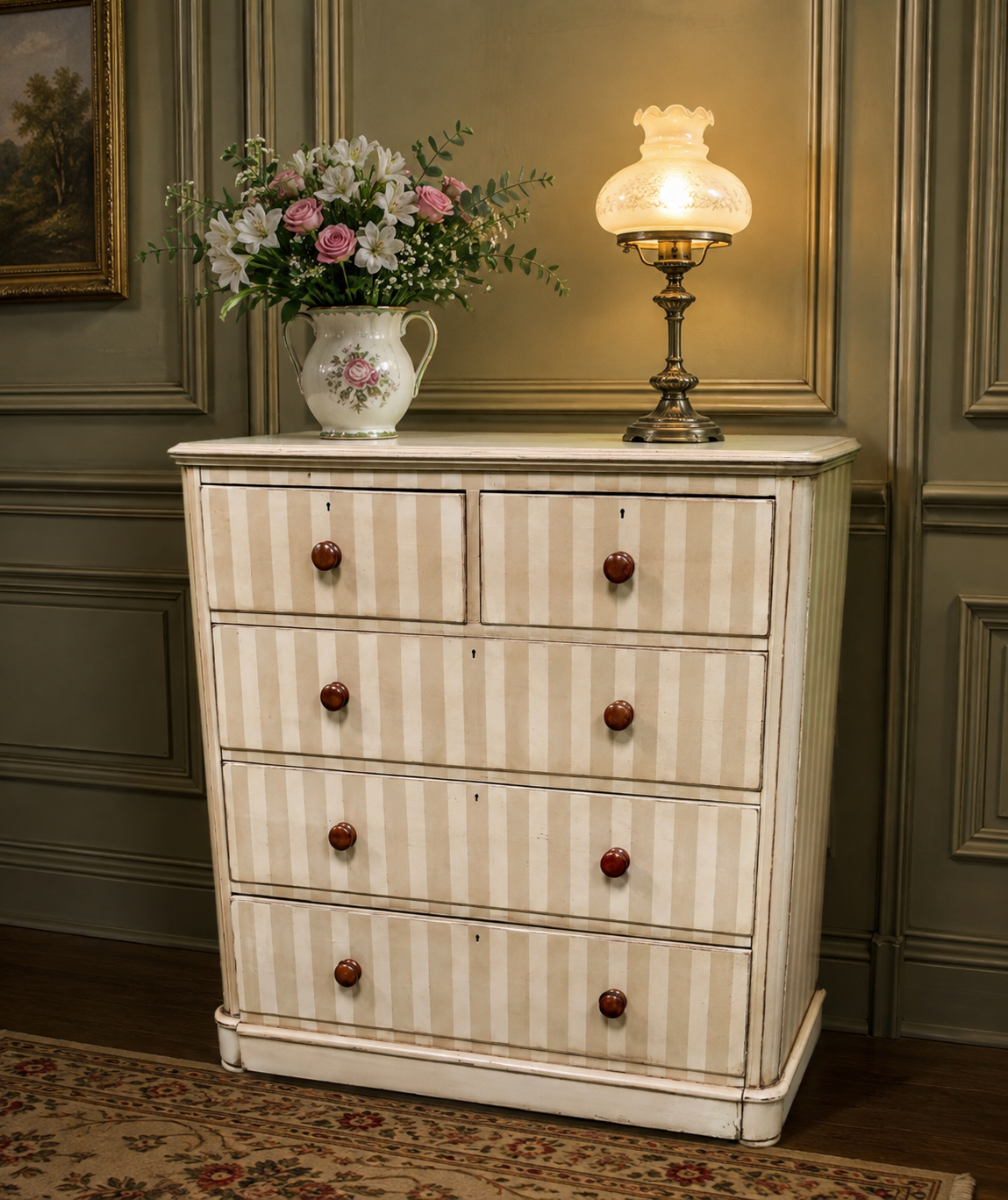 VICTORIAN PAINTED CHEST OF DRAWERS
