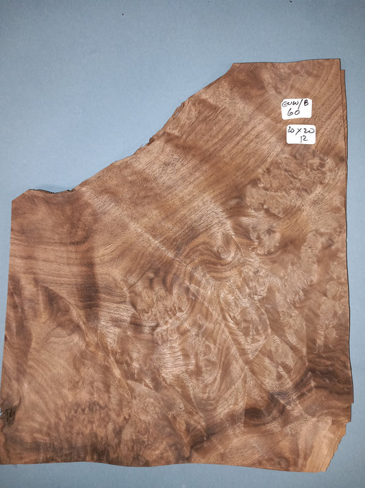 CONSECUTIVE SHEETS OF EUROPEAN WALNUT BURR VENEER   20 X 20 CM