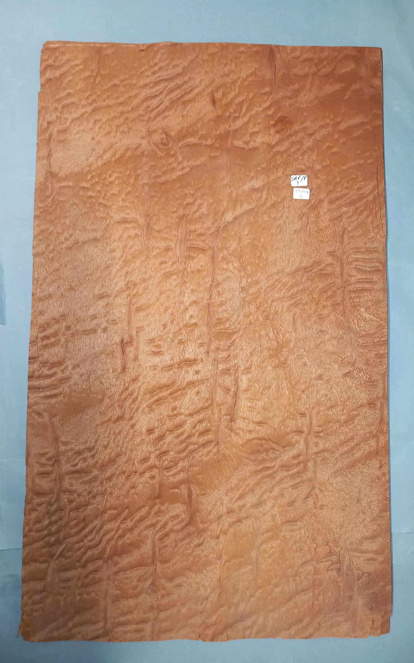 LARGE CONSECUTIVE SHEETS OF SAPELE POMELLE MAHOGANY VENEER   38 X 64 CM