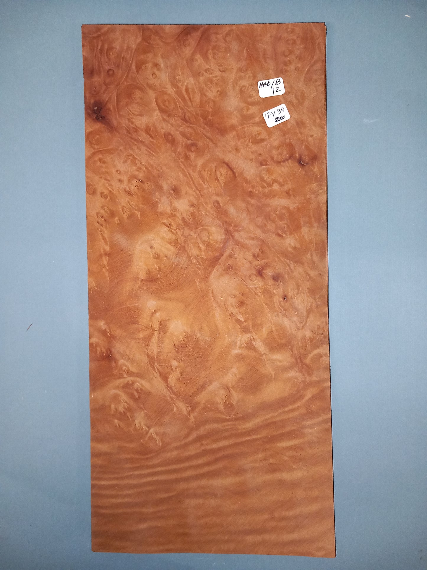 CONSECUTIVE SHEETS OF MADRONE BURR VENEER   17 X 39 CM