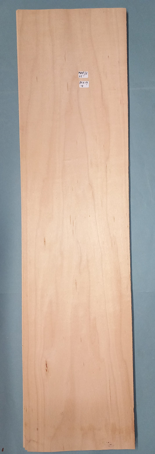 LARGE CONSECUTIVE SHEETS OF FIGURED MAPLE VENEER   80 X 19 CM